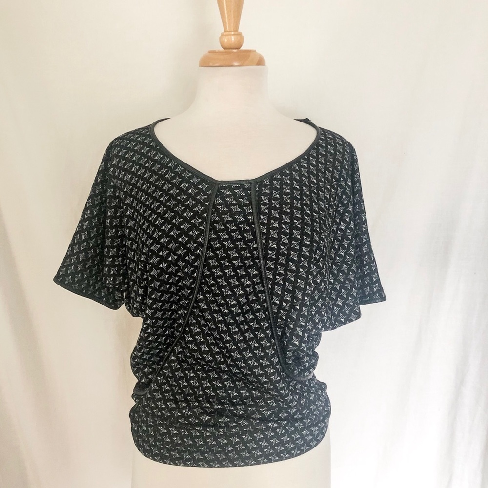 Maxstudio Faux-Leather Trim Top